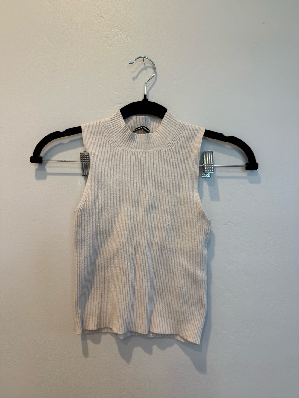 Brandy Melville Cream Ribbed Mock Neck Tank